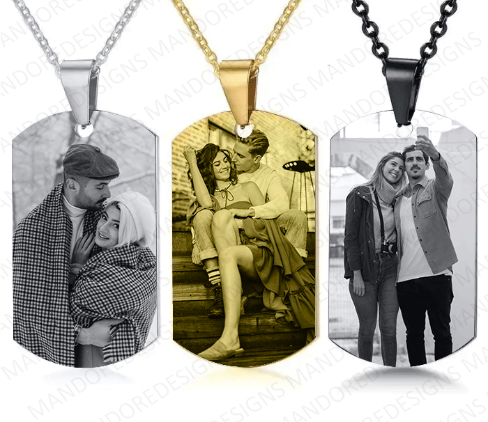 Gold Square Military style Necklace Personalised Dog Tags - Mandore Designs