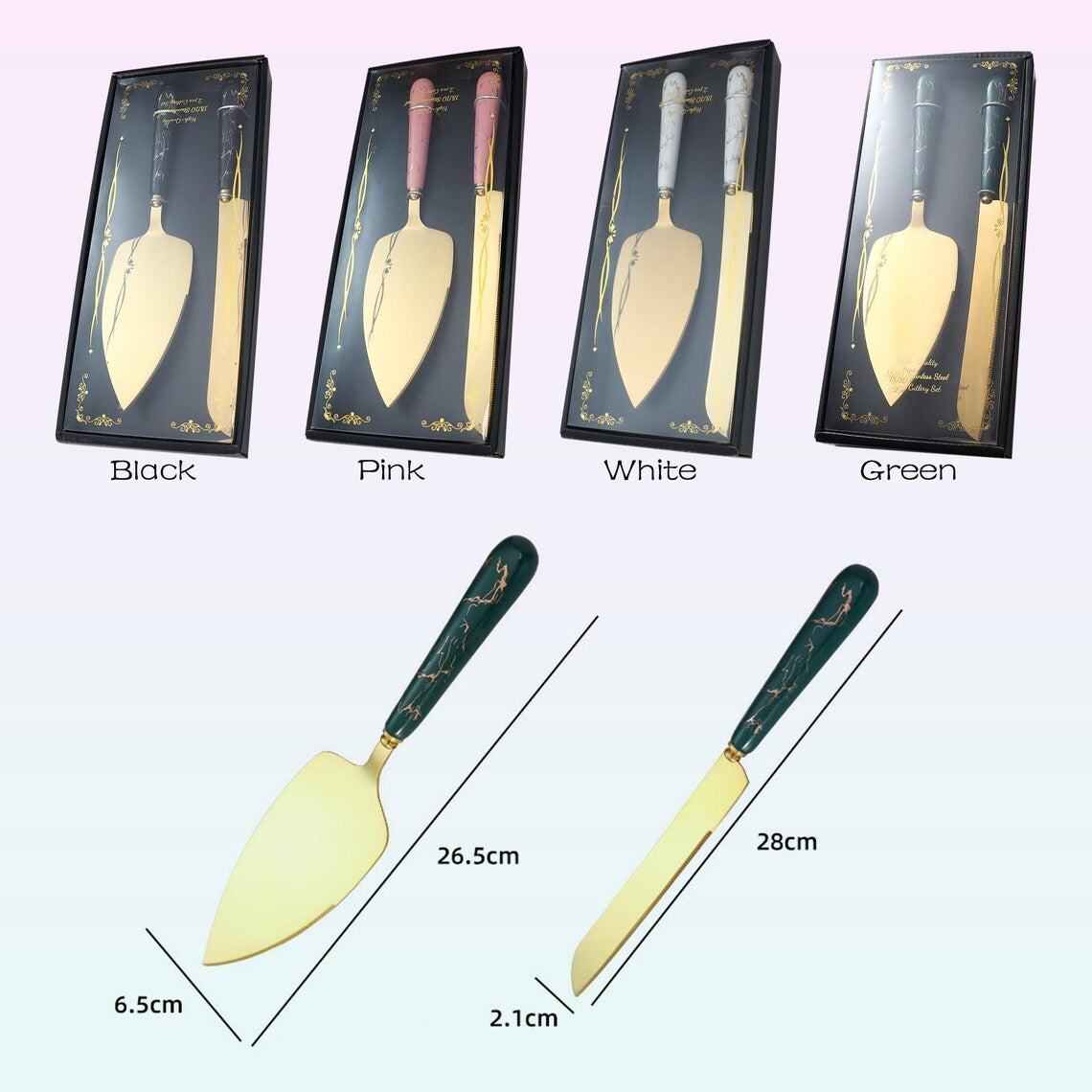 Luxury Engraved Personalised Bride & Groom Wedding Cake Server and Knife Slicer Set Gift Customised With Name