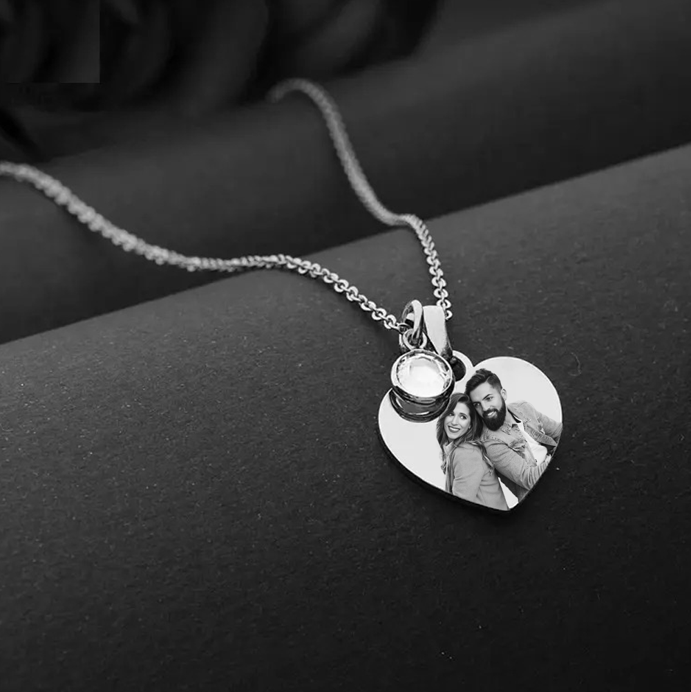 Mandore Designs®Vanetines Day Engraved Personalised Birthstone Heart Necklace for Dog & Cat – Custom Pet Photo & Text Pendant, Perfect Memory Gift for Pet Lovers