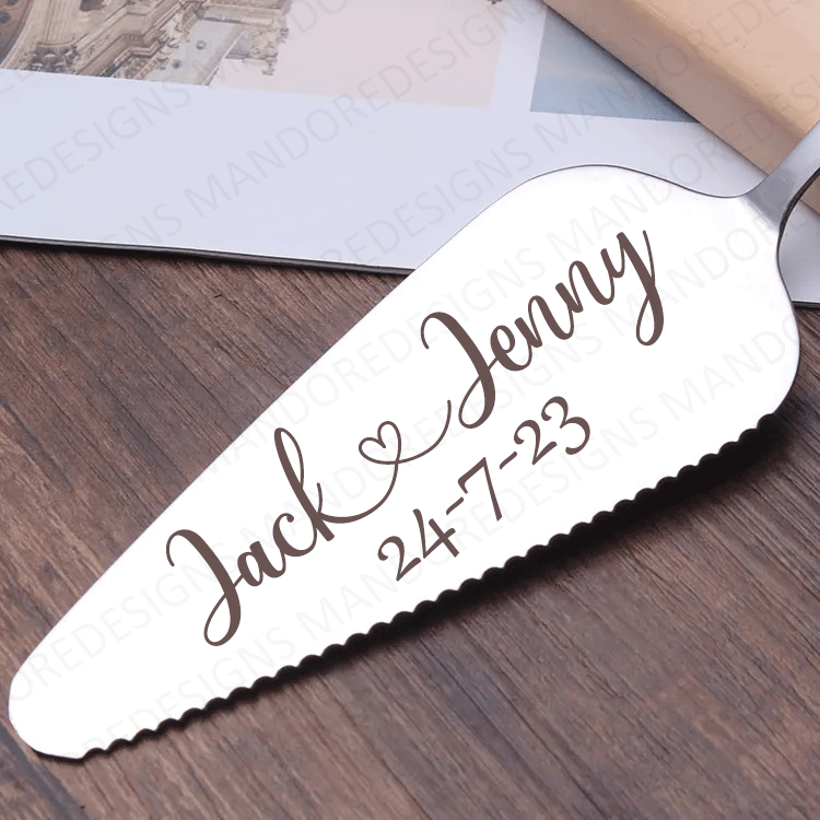 Cake Knife and Server Set - Personalised Wedding Gifts UK for Bride & Groom - Mandore Designs