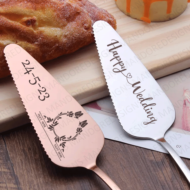 Cake Knife and Server Set - Personalised Wedding Gifts UK for Bride & Groom - Mandore Designs