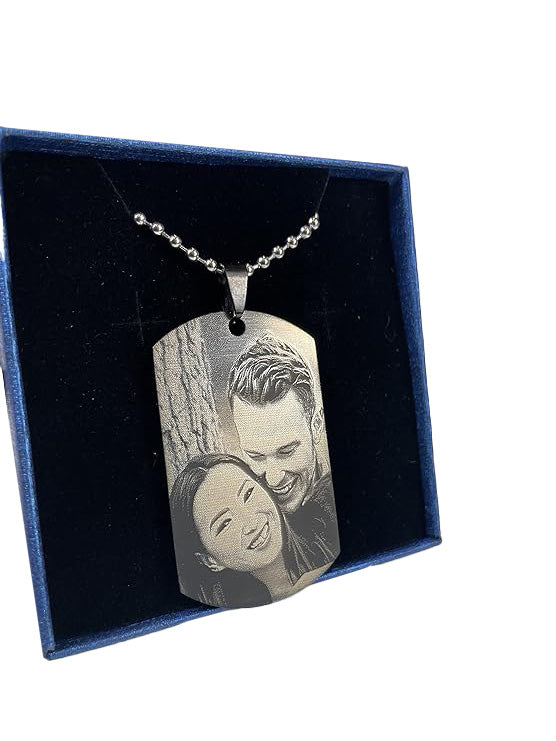 Military Style Personalised Dog Tags-Photo Engraved Necklace - Mandore Designs