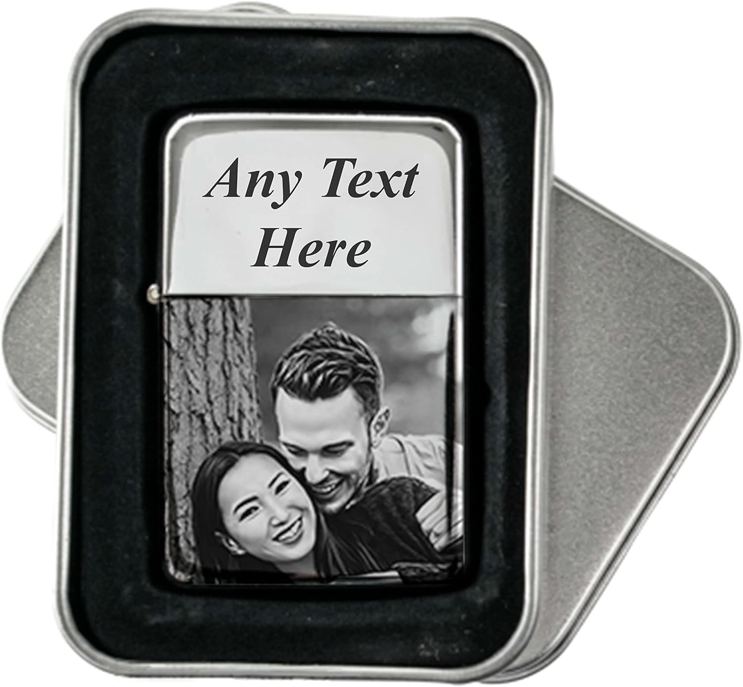 Silver Personalised Lighter with Photo & Name - Engraved Gifts