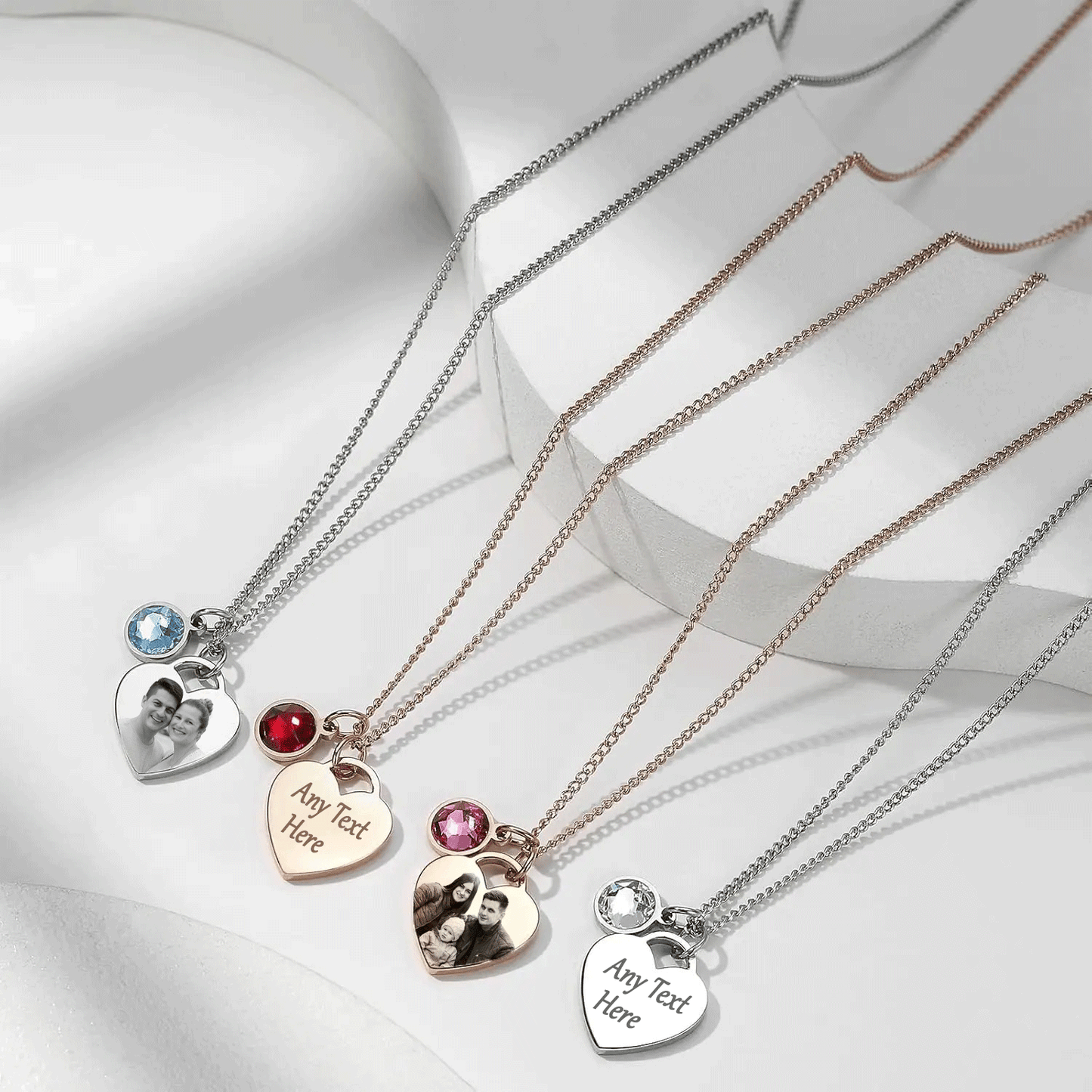 Mandore Designs®Vanetines Day Engraved Personalised Birthstone Heart Necklace for Dog & Cat – Custom Pet Photo & Text Pendant, Perfect Memory Gift for Pet Lovers