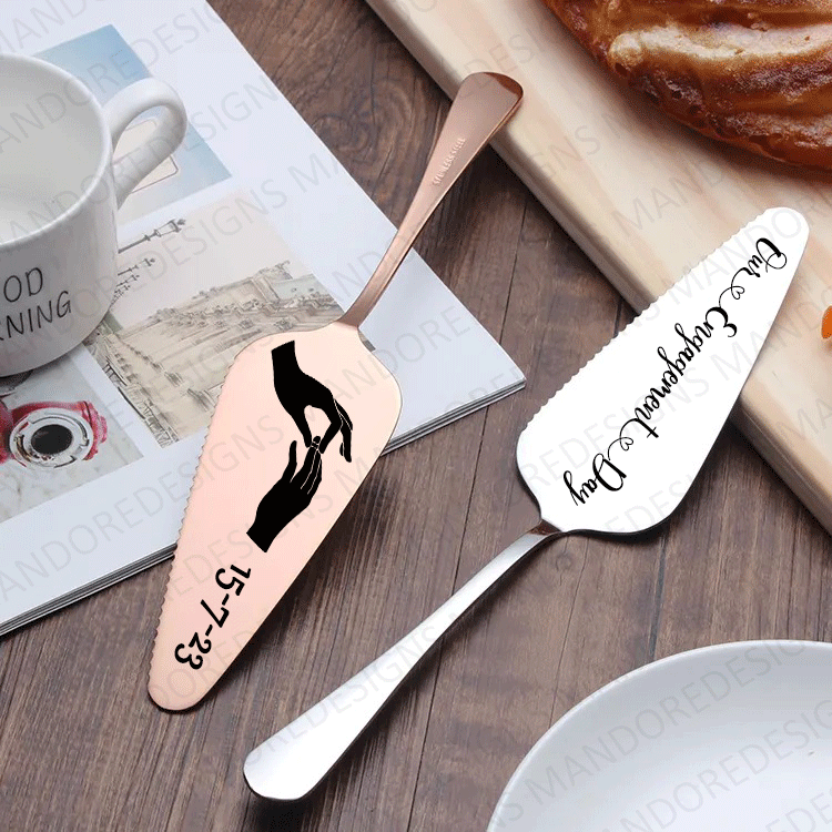 Cake Knife and Server Set - Personalised Wedding Gifts UK for Bride & Groom - Mandore Designs