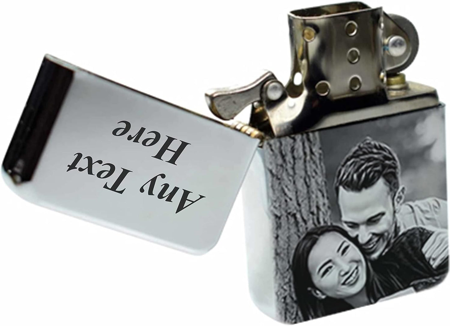 Silver Personalised Lighter with Photo & Name - Engraved Gifts