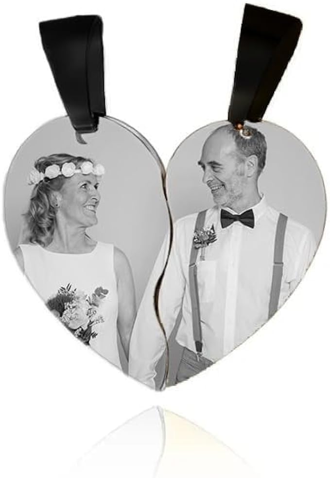 Personalised Photo Split Broken Heart Necklace -Engraved Gifts