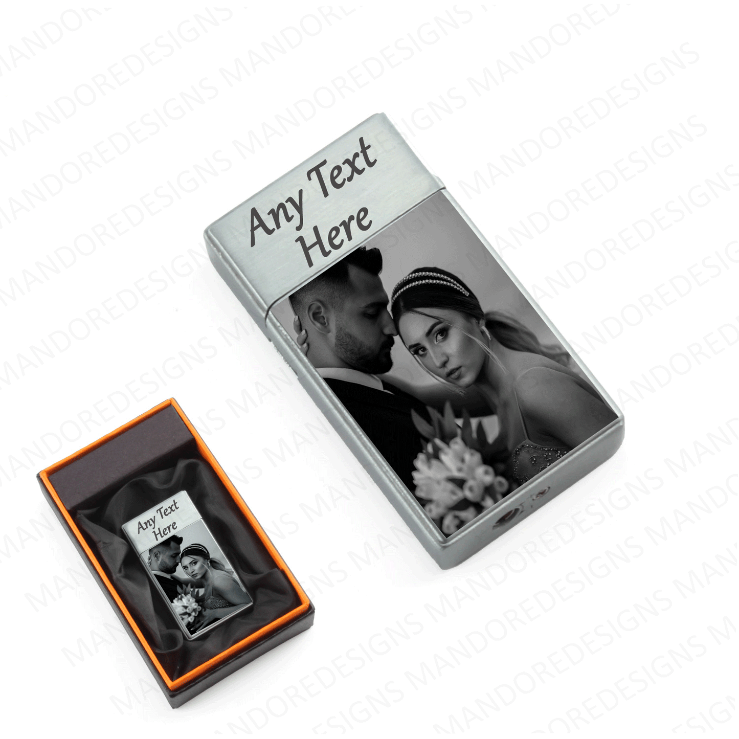 Personalised Photo & Name Engraved Flame Lighter Gift Set