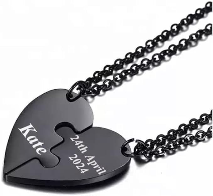 Personalised Split Heart Necklace- Anniversary Gifts for Couples - Mandore Designs