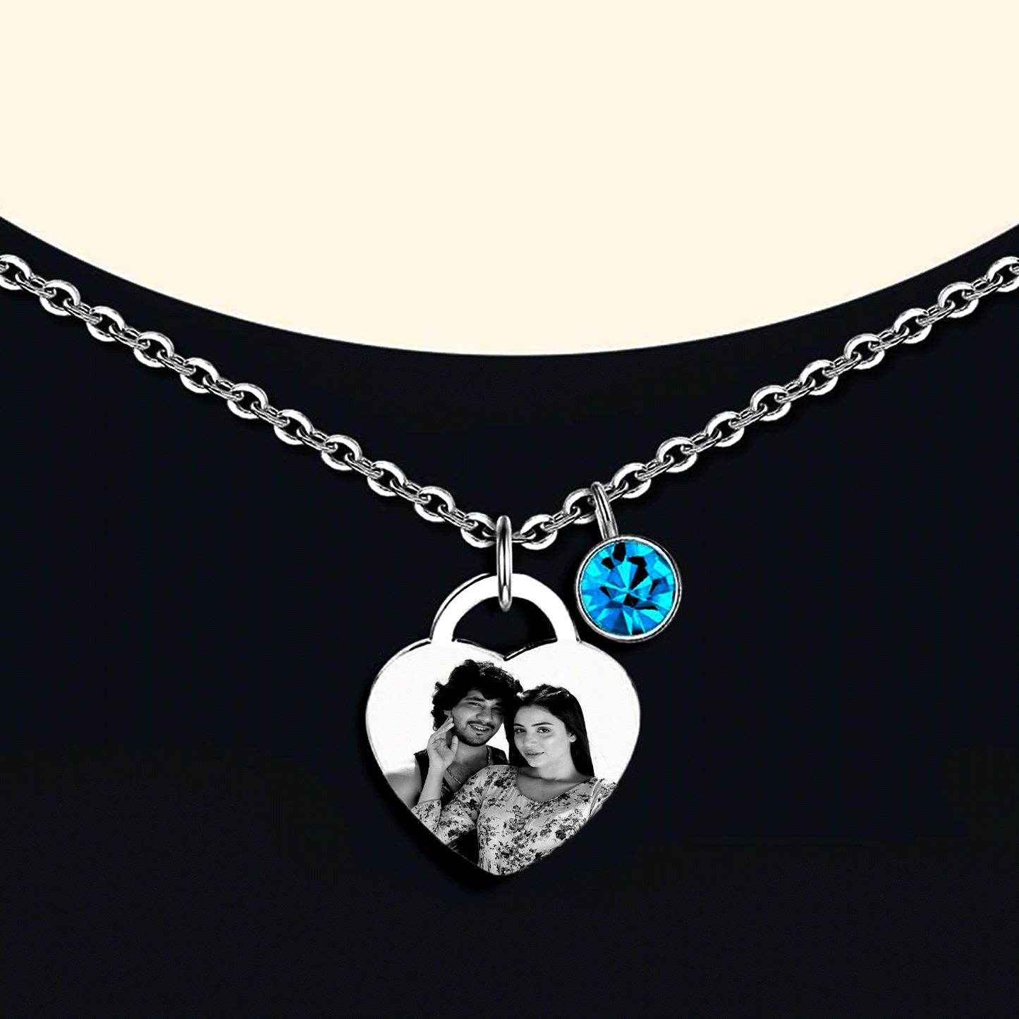 Mandore Designs®Vanetines Day Engraved Personalised Birthstone Heart Necklace for Dog & Cat – Custom Pet Photo & Text Pendant, Perfect Memory Gift for Pet Lovers