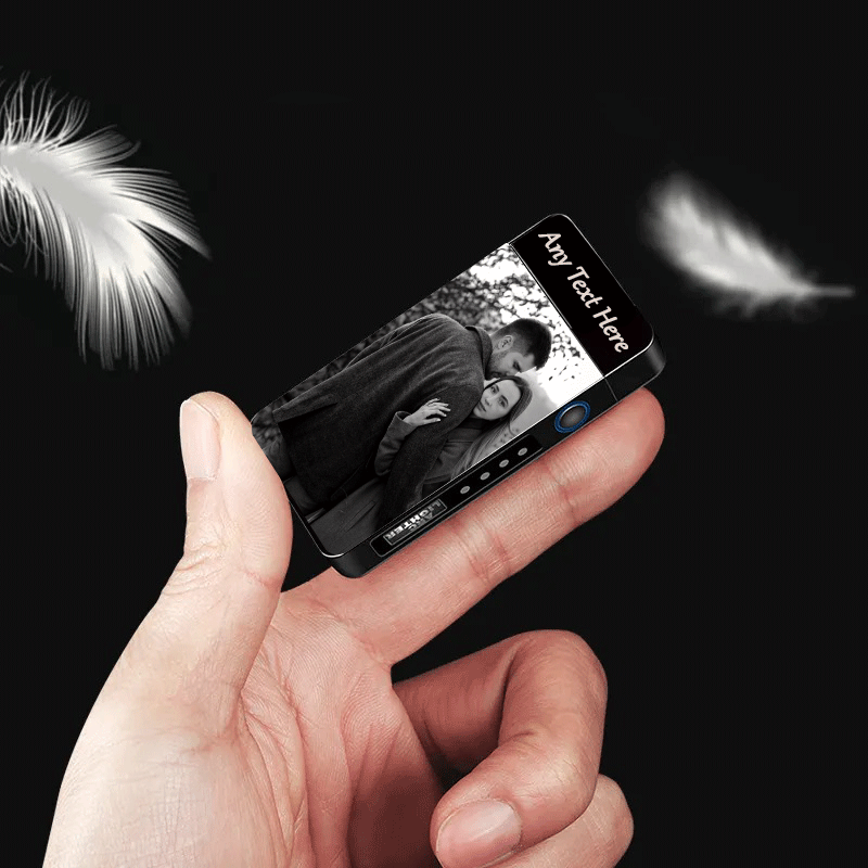 Personalised Plasma Electric Arc Lighter USB Rechargeable with Custom Photo & Text Gift for Christmas , Father's Day,Valentine's Day,Mens (Black & Silver)