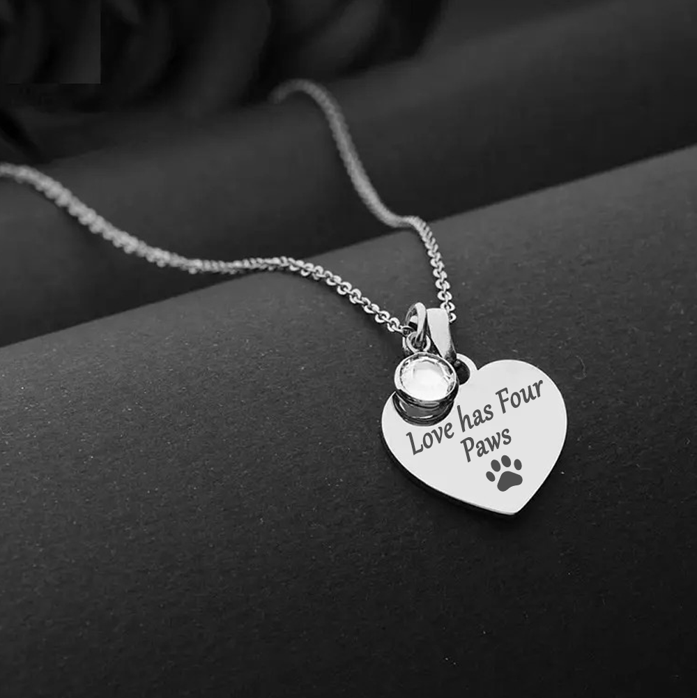 Mandore Designs®Vanetines Day Engraved Personalised Birthstone Heart Necklace for Dog & Cat – Custom Pet Photo & Text Pendant, Perfect Memory Gift for Pet Lovers