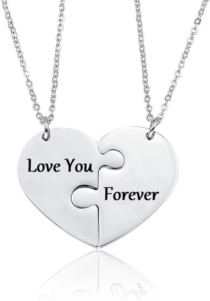 Personalised Split Heart Necklace- Anniversary Gifts for Couples- Mandore Designs