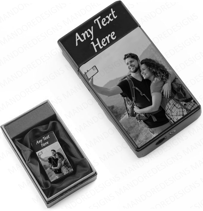 Personalised Photo & Name Engraved Flame Lighter Gift Set