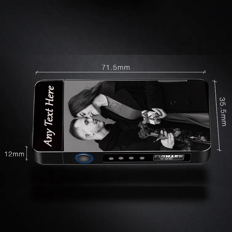 Personalised Plasma Electric Arc Lighter USB Rechargeable with Custom Photo & Text Gift for Christmas , Father's Day,Valentine's Day,Mens (Black & Silver)