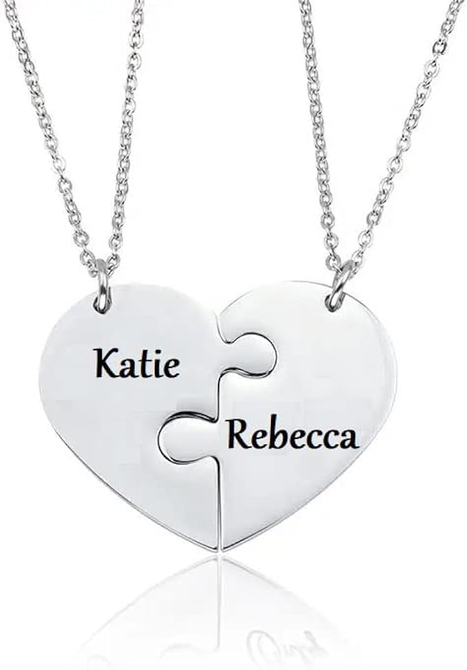 Personalised Split Heart Necklace- Anniversary Gifts for Couples- Mandore Designs