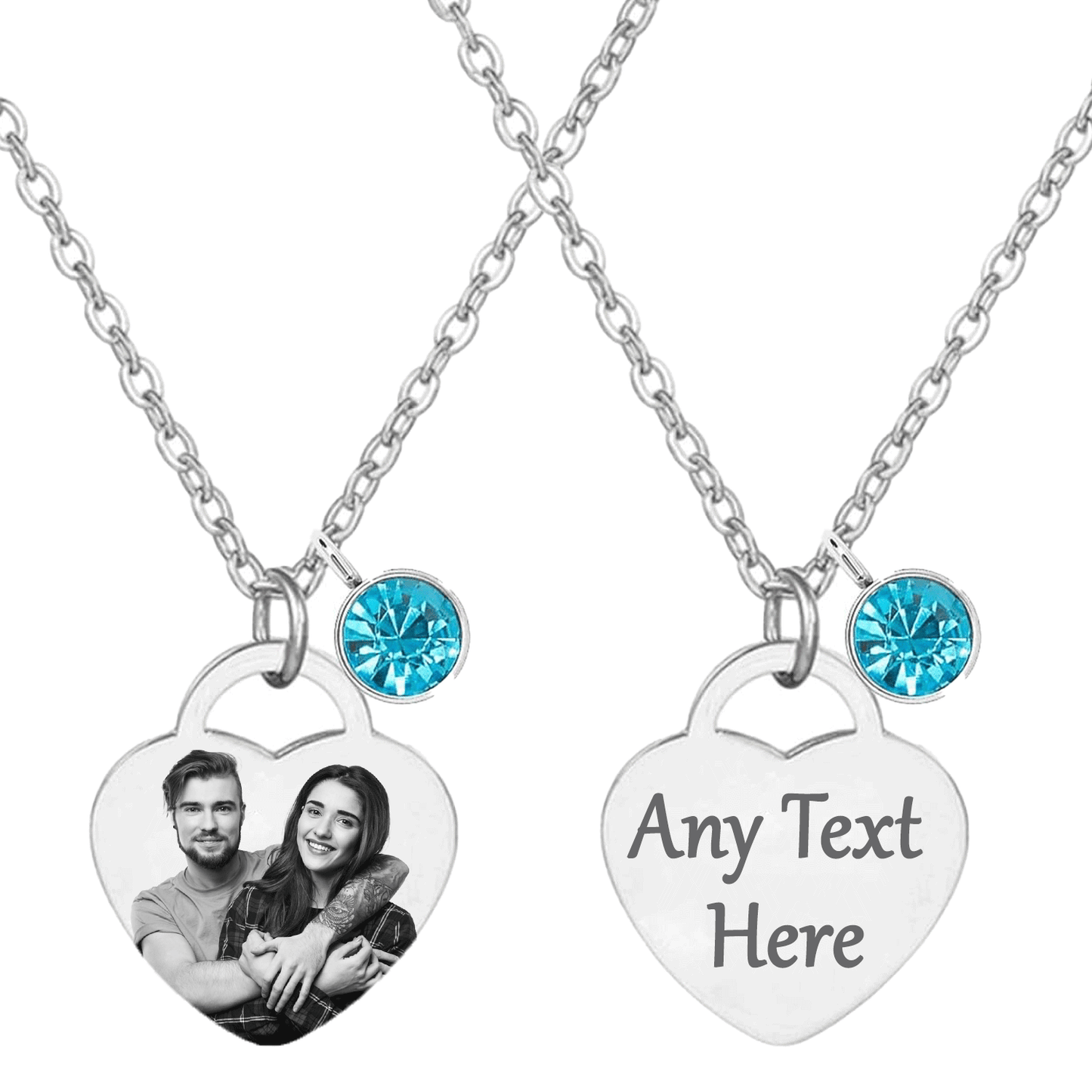 Mandore Designs®Vanetines Day Engraved Personalised Birthstone Heart Necklace for Dog & Cat – Custom Pet Photo & Text Pendant, Perfect Memory Gift for Pet Lovers