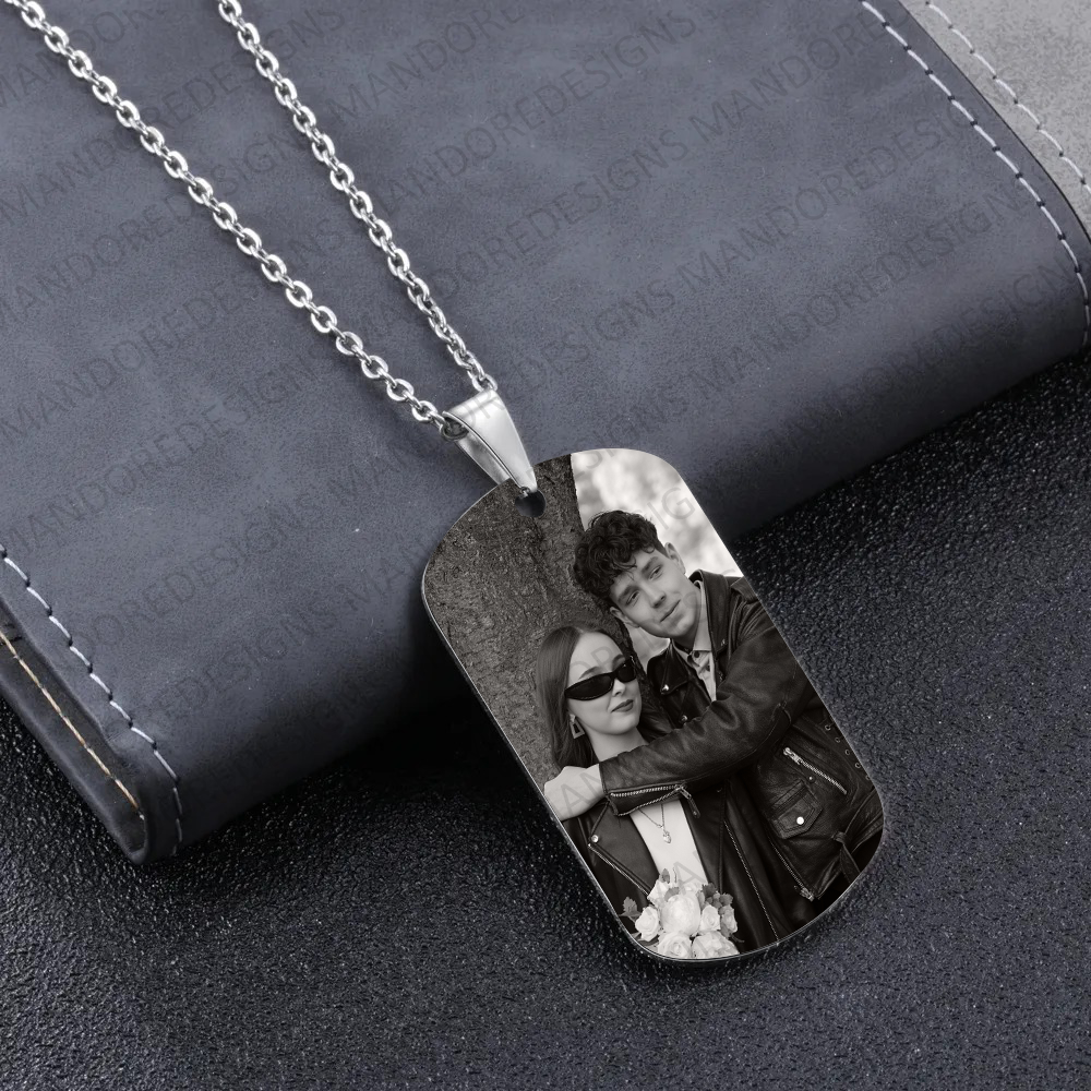 Silver Square Military Style Necklace- Personalised Dog Tags