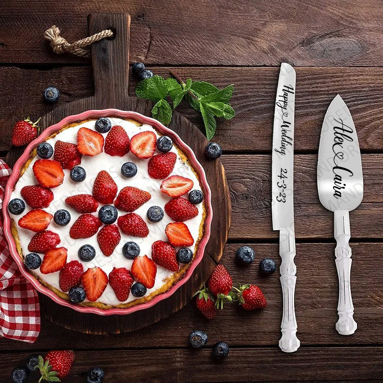 Cake Knife and Server Set - Personalised Wedding Gifts