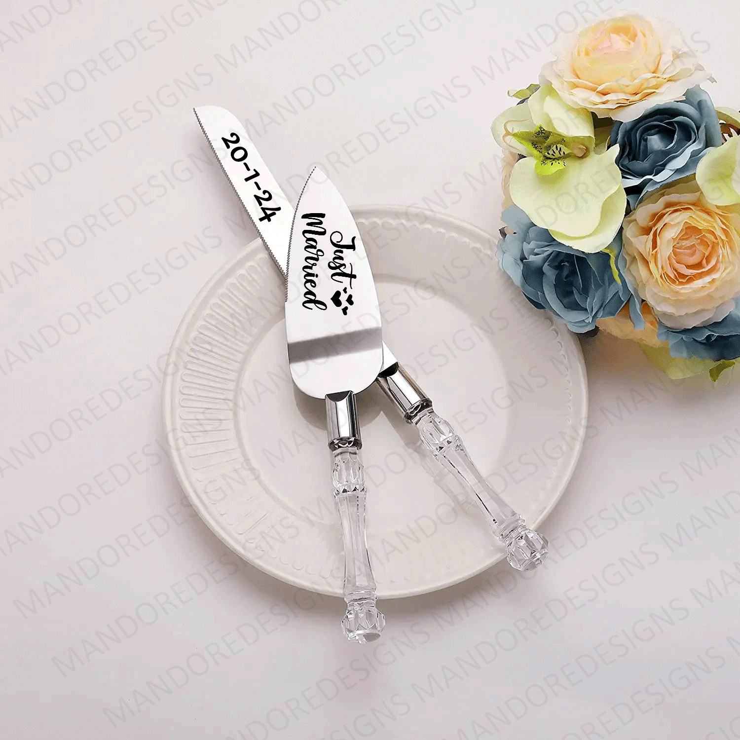 Cake Knife and Server Set - Personalised Wedding Gifts