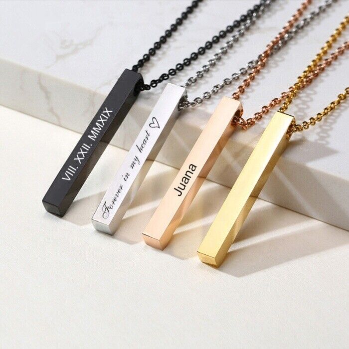 Colour Wise Keep Vertical Bar Necklace with Text