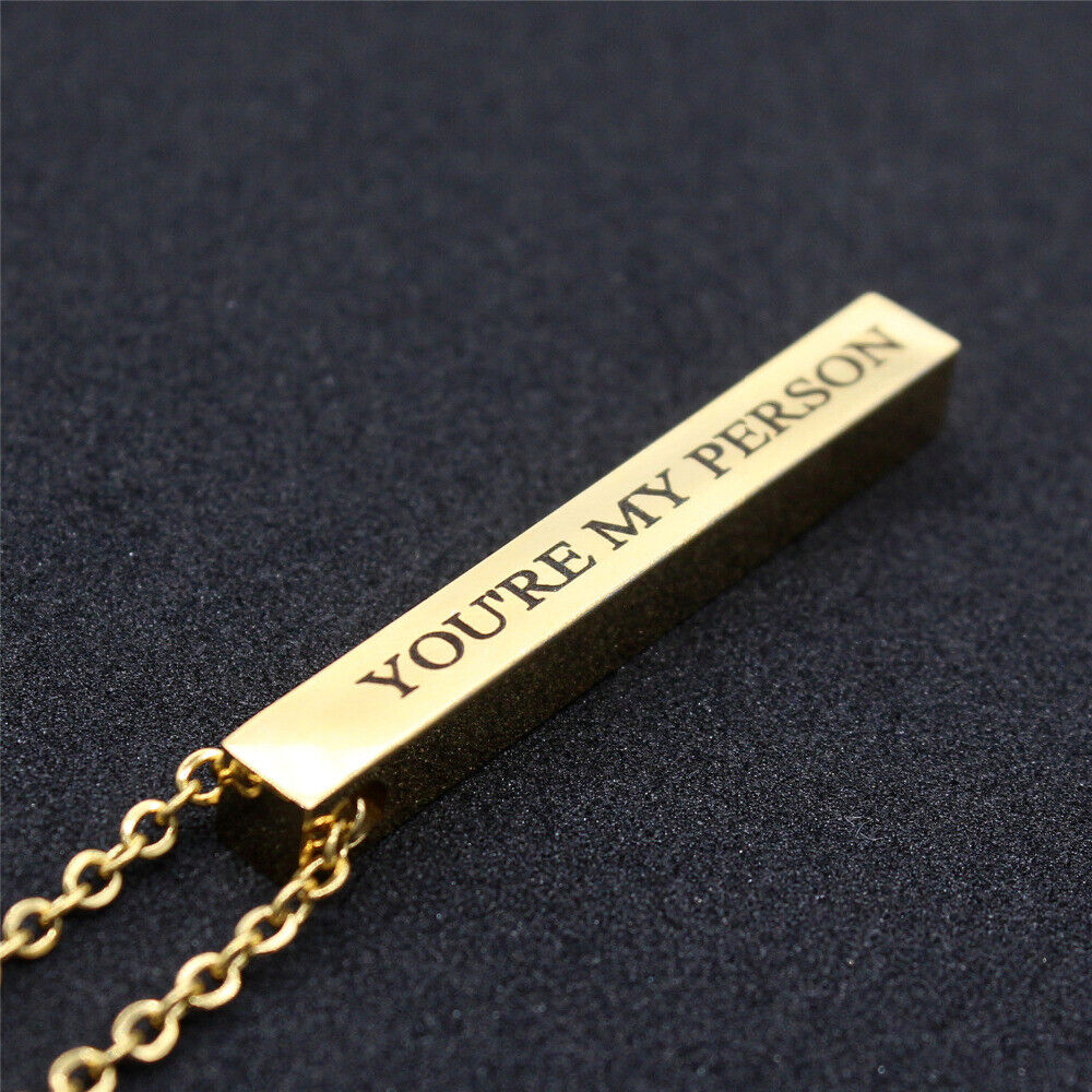 Luxury Gold Custom Bar Necklace with text