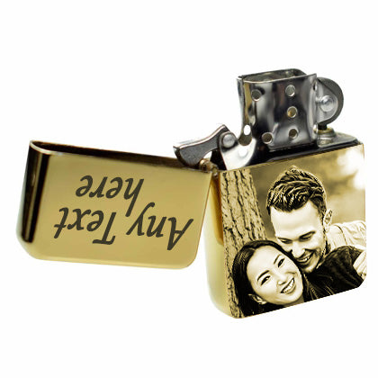 Luxury Golden Flame Lighter with Photo and Text