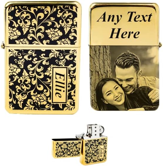 Luxury Golden Personalised Lighter with photo and text