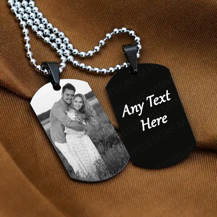 Military Style Personalised Dog Tags-Photo Engraved Necklace