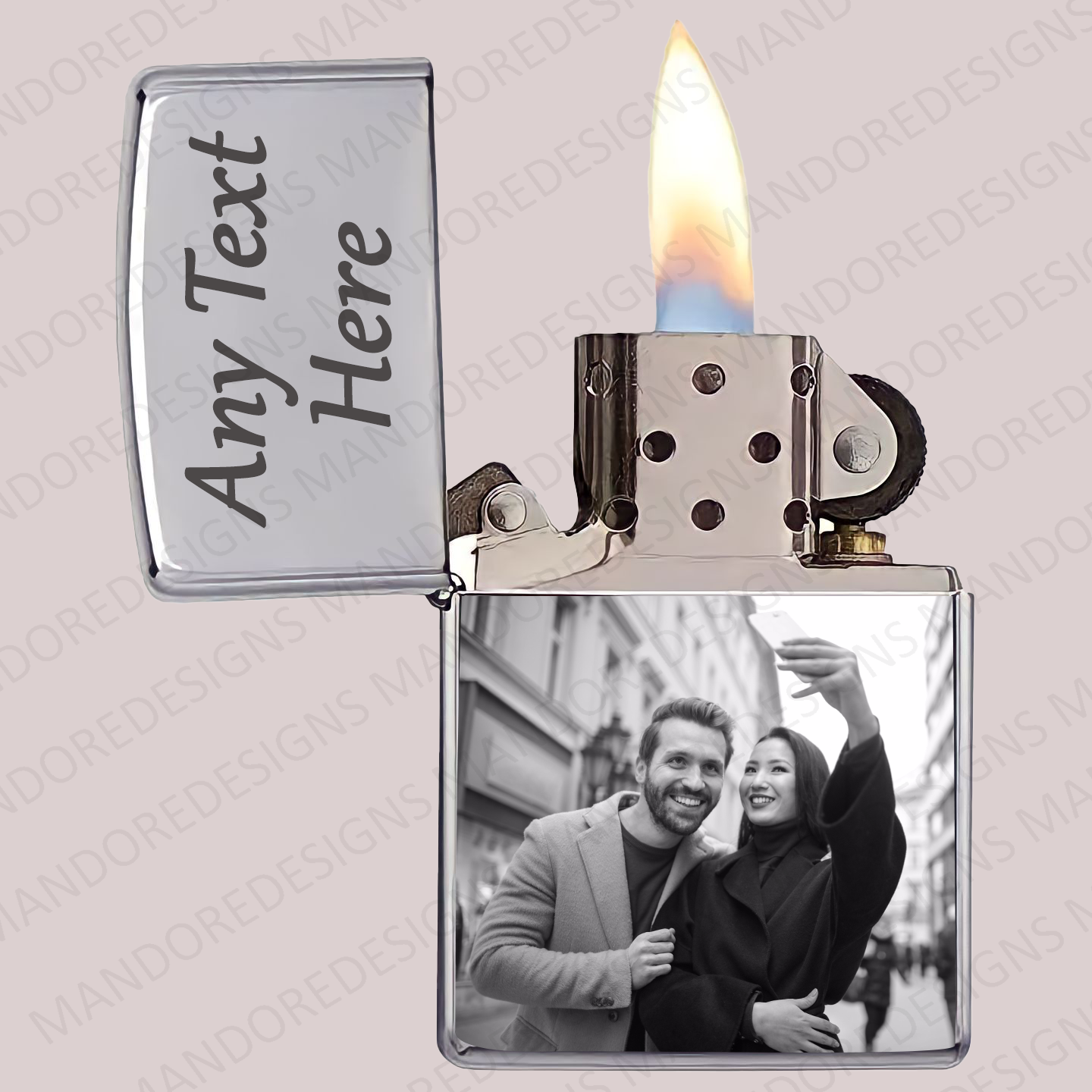 Silver Personalised Lighter with Photo & Name - Engraved Gifts