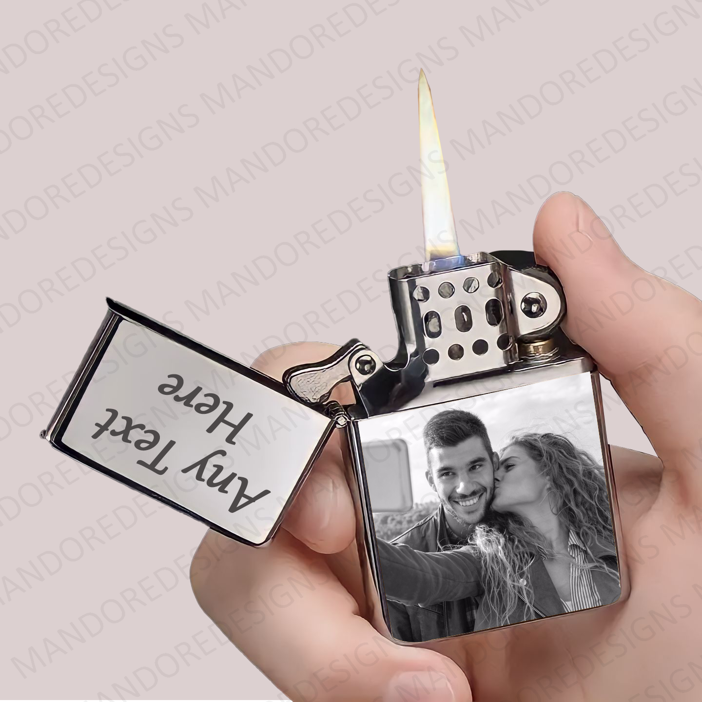 Silver Personalised Lighter with Photo & Name - Engraved Gifts