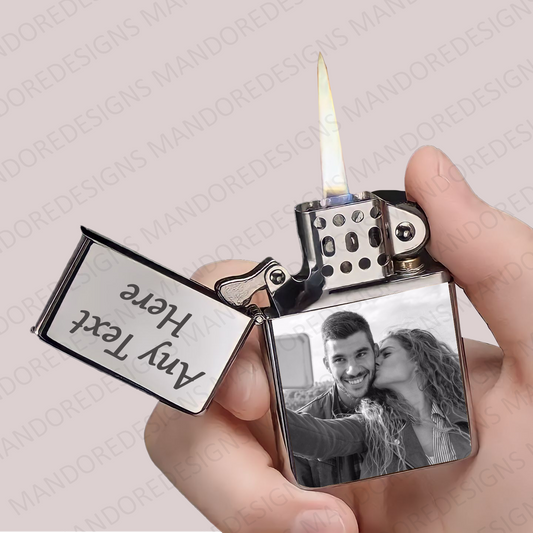 Silver Personalised Lighter with Photo & Name - Engraved Gifts