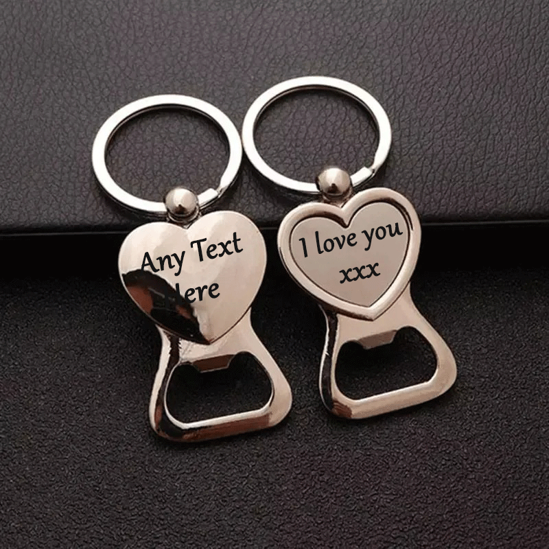 Personalised Engraved Heart Keychain with Bottle Opener