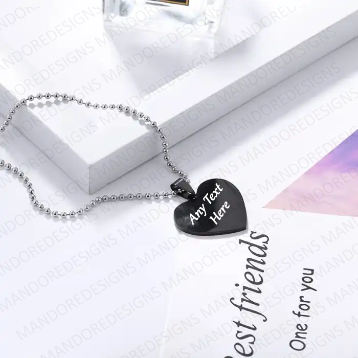 Personalised Pendant Heart Necklace with text