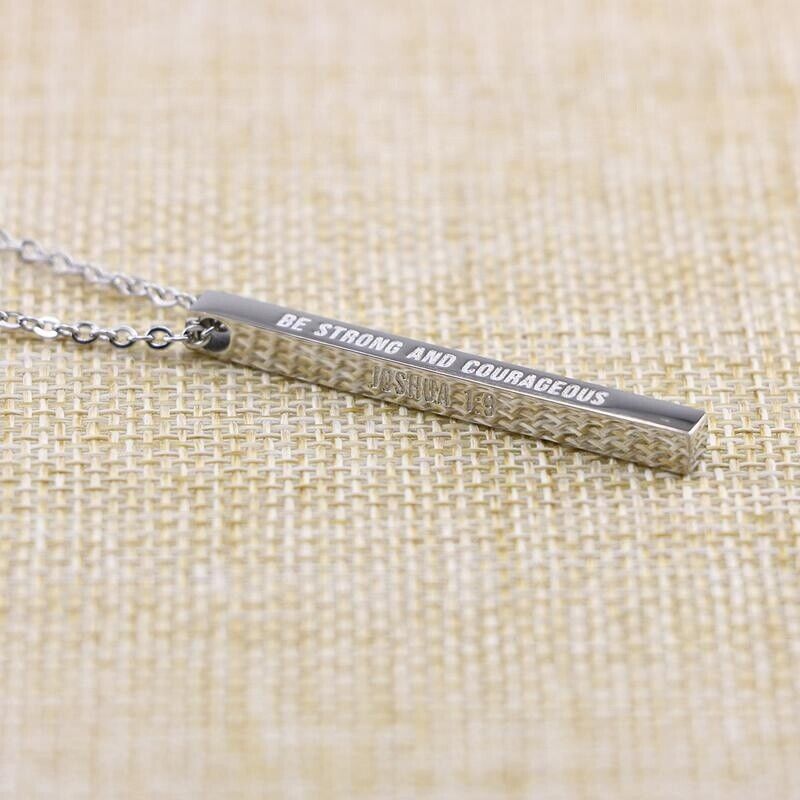 Personalised Sterling Silver Bar Necklace with Text