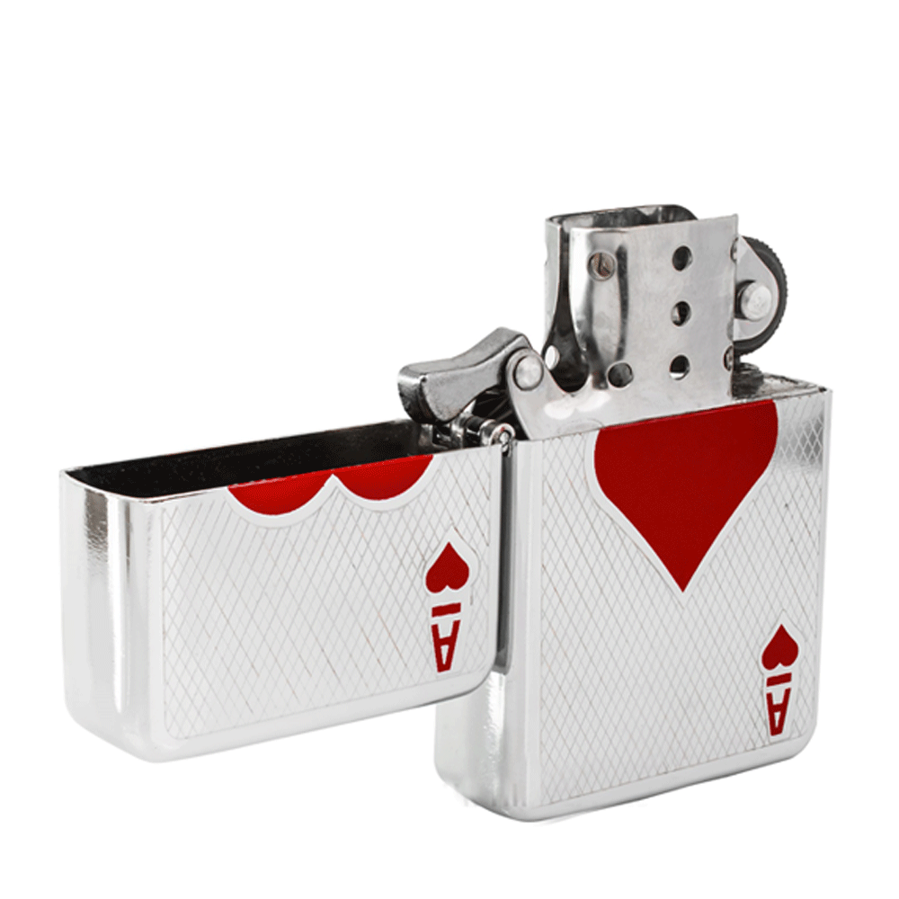 Ace of Heart & Ace of Spade Personalized Photo & Text Engraved Lighter Gift Set – Custom Silver Lighter, perfect for Christmas, Valentine’s Day & special occasions.