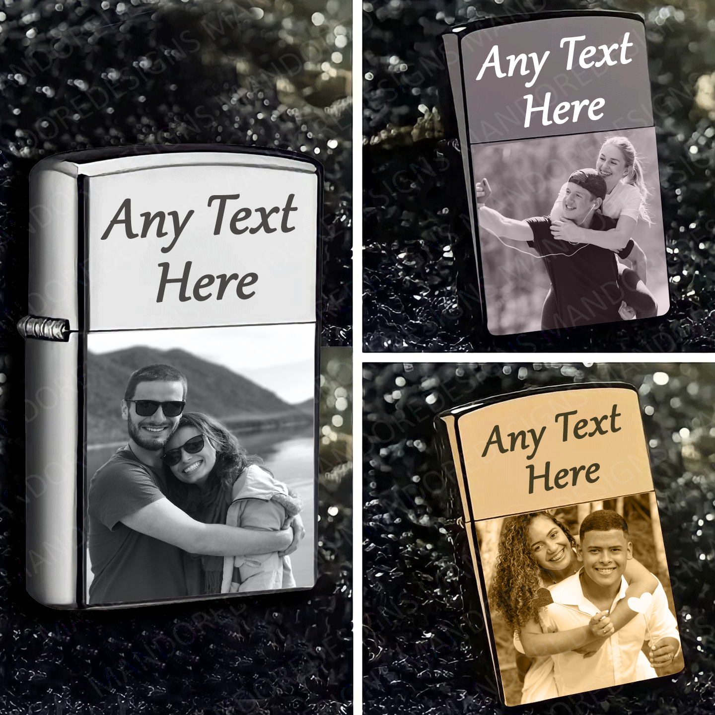 Variation of Personalised Lighter Photo & Name 