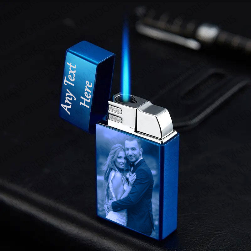 Personalised Photo & Name Engraved Flame Lighter Gift Set