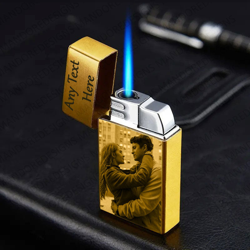 Personalised Photo & Name Engraved Flame Lighter Gift Set