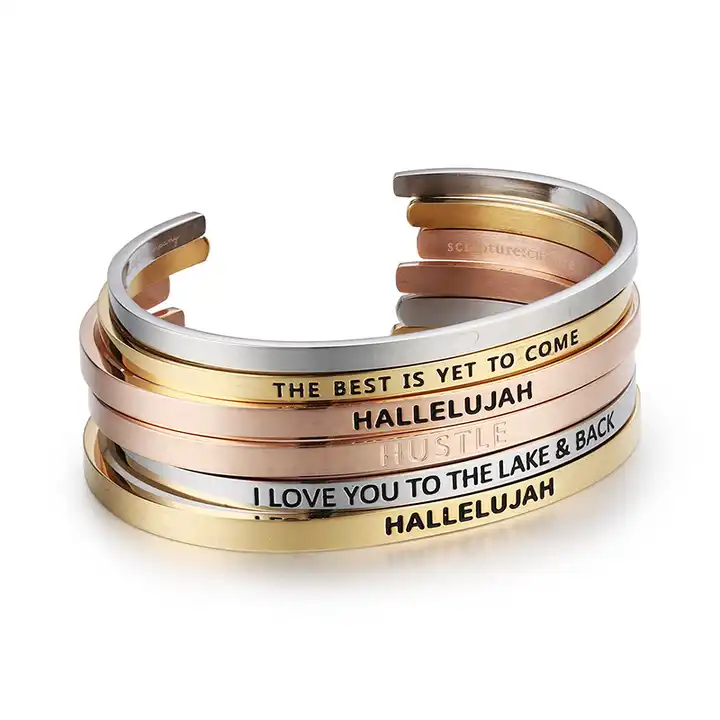 Personalised Cuff Bracelets Bangle - Customised Gift for Her - Mandore Designs