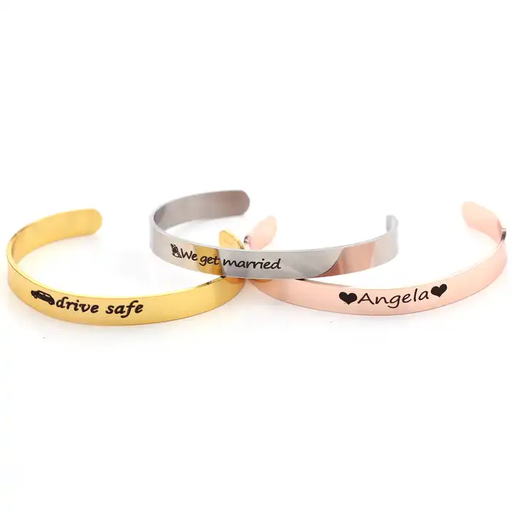 Personalised Cuff Bracelets Bangle - Customised Gift for Her - Mandore Designs