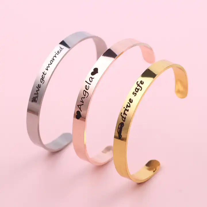 Personalised Cuff Bracelets Bangle - Customised Gift for Her - Mandore Designs