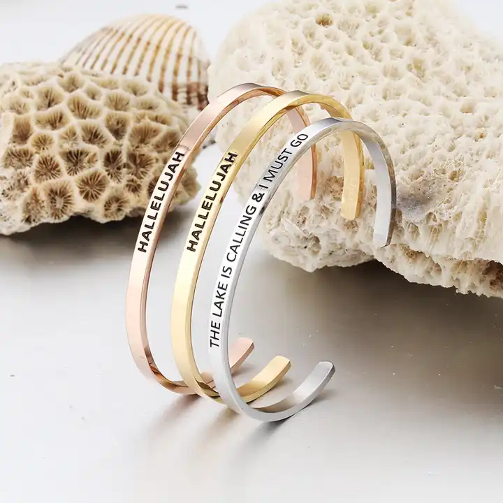 Personalised Cuff Bracelets Bangle - Customised Gift for Her - Mandore Designs