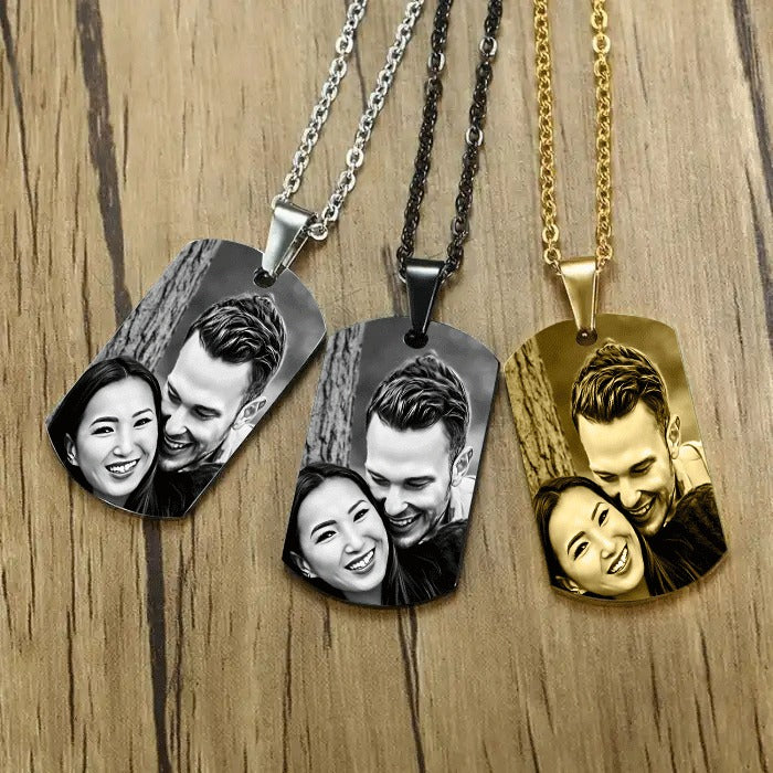 silver & Gold Square Military Style Dog Tag Necklace Personalised - Mandore Designs